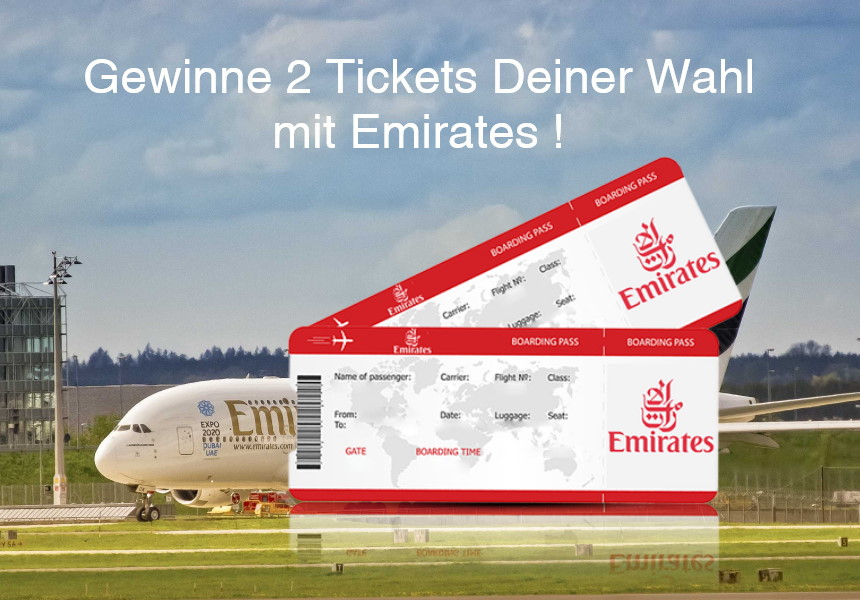 Gewinne 2 Freiflüge Deiner Wahl mit Emirates!